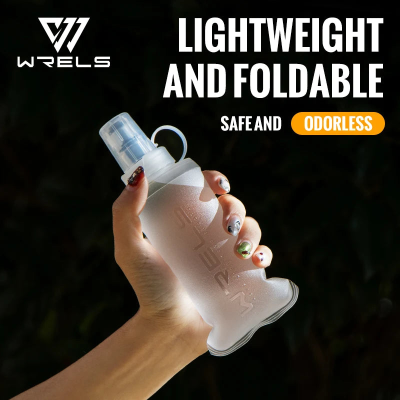 WRELS Soft Flask Folding Collapsible Water Bottle TPU BPA Free Outdoor Sport Running Cycling Hydration Portable Water Bottle