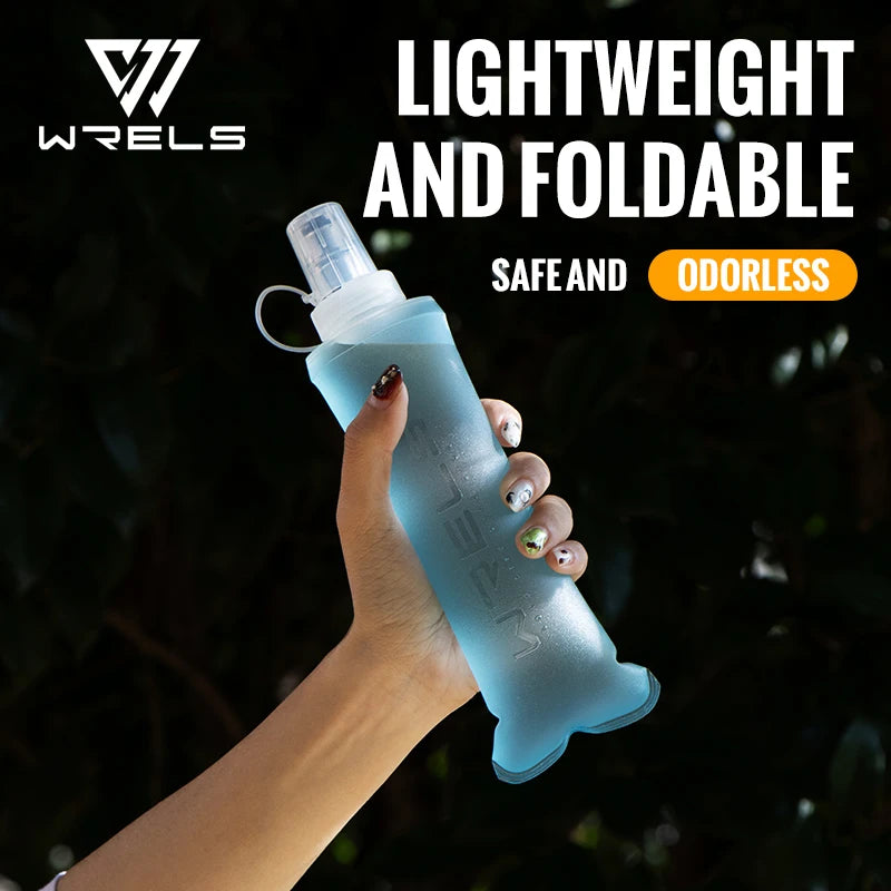 WRELS Soft Flask Folding Collapsible Water Bottle TPU BPA Free Outdoor Sport Running Cycling Hydration Portable Water Bottle
