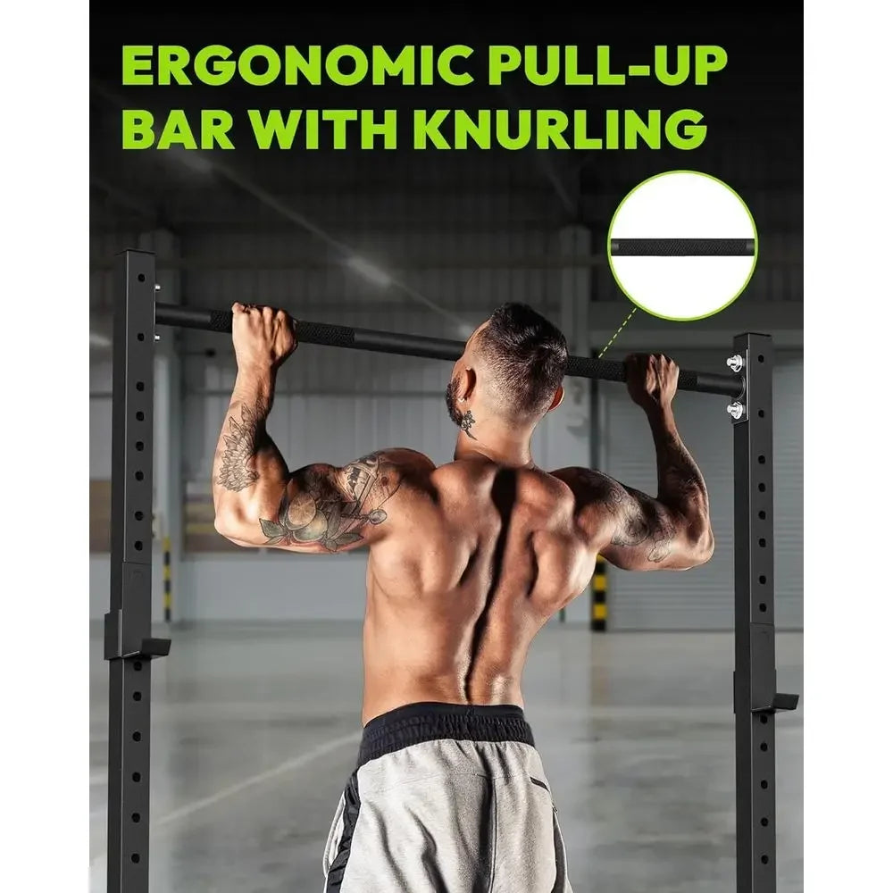 Adjustable Home Gym Rack with Pull-Up Bar, 800 lbs Capacity, Ideal for Squats and Strength Training