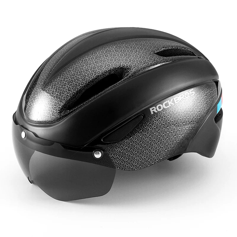 ROCKBROS Bicycle Helmet  Aero Cycling Helmet Integrally-molded Bike Helmet Men Women Goggles Lens MTB Road Cycling Equipment