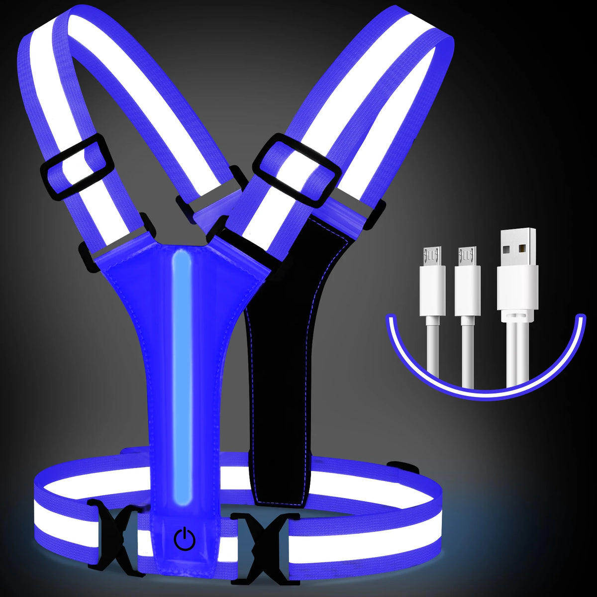 LED Running Vest USB Rechargeable Reflective Cycling Security Vest High Visibility Night Running Riding Clothing for Kids Adults