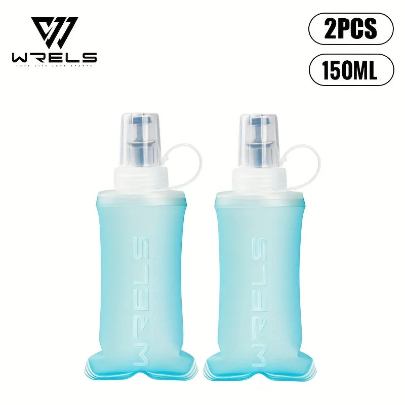 WRELS Soft Flask Folding Collapsible Water Bottle TPU BPA Free Outdoor Sport Running Cycling Hydration Portable Water Bottle