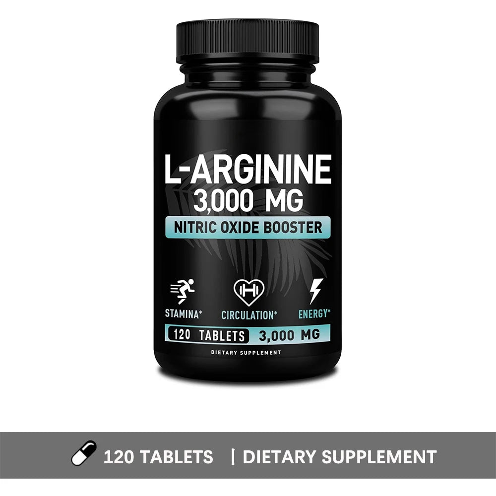 L Arginine 3000mg Capsules - 120 Capsules Nitric Oxide Supplement for Sport, Muscle and Energy - L-Arginine Nitric Oxide Booster