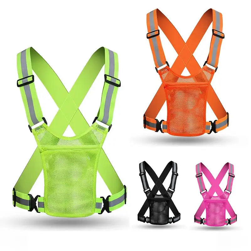 4 Colors Unisex Light High Visibility Safety Vest With Storage Bag Night Construction Cycling Traffic Coat Running Working