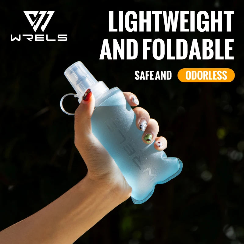 WRELS Soft Flask Folding Collapsible Water Bottle TPU BPA Free Outdoor Sport Running Cycling Hydration Portable Water Bottle
