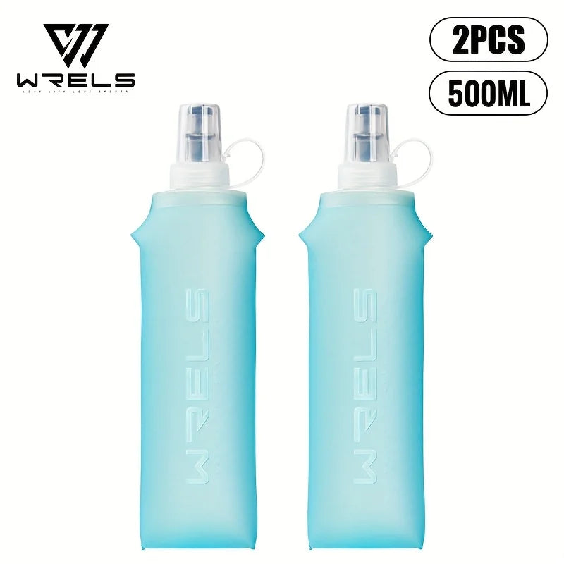 WRELS Soft Flask Folding Collapsible Water Bottle TPU BPA Free Outdoor Sport Running Cycling Hydration Portable Water Bottle