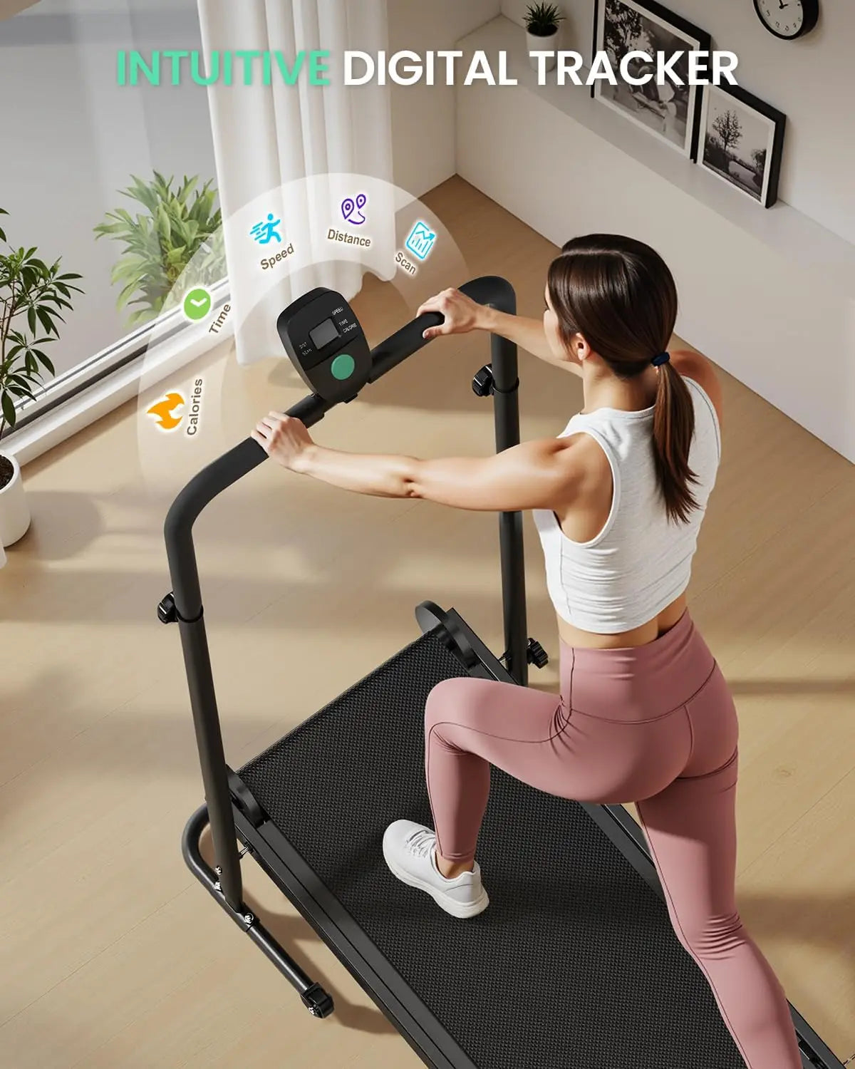Manual Folding Treadmill with Dual Flywheels - Non-Electric, Compact Fitness Equipment for Home and Gym Workouts