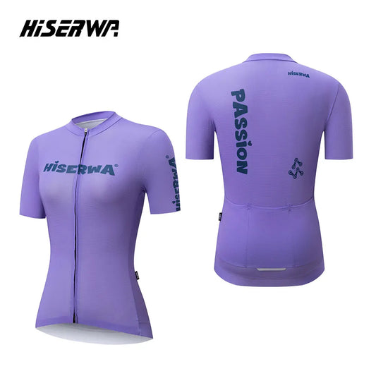 HISERWA Women Cylcing Jersey Summer High Quality Road Bicycle Jersey Short Sleeve YKK Zips Small Size Slim-Fit Breathable Shirts