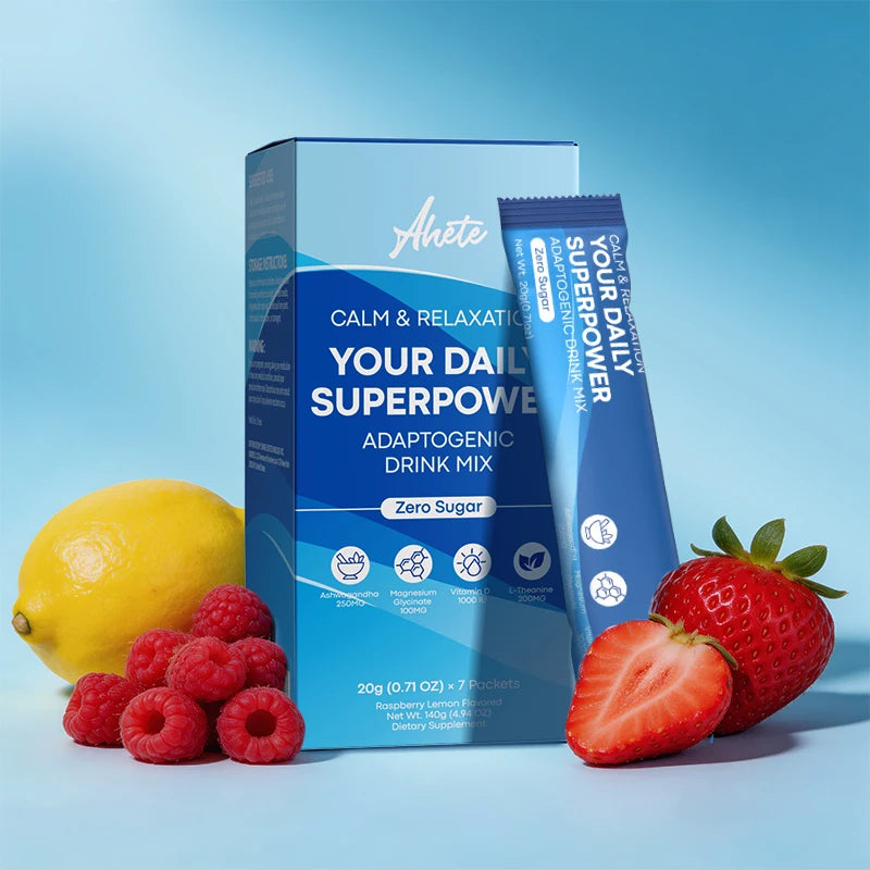 Ahete Adaptogenic Drink Mix Powder with Ashwagandha, Magnesium, L-Theanine - Stress Relief, Calm Focus, Sleep Support,Sugar-FREE
