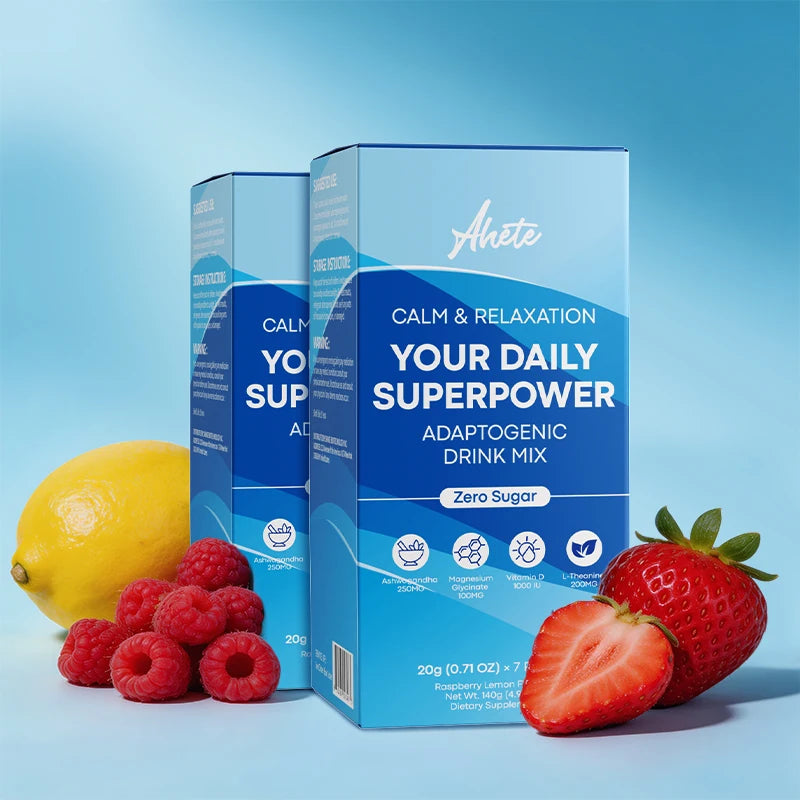 Ahete Adaptogenic Drink Mix Powder with Ashwagandha, Magnesium, L-Theanine - Stress Relief, Calm Focus, Sleep Support,Sugar-FREE