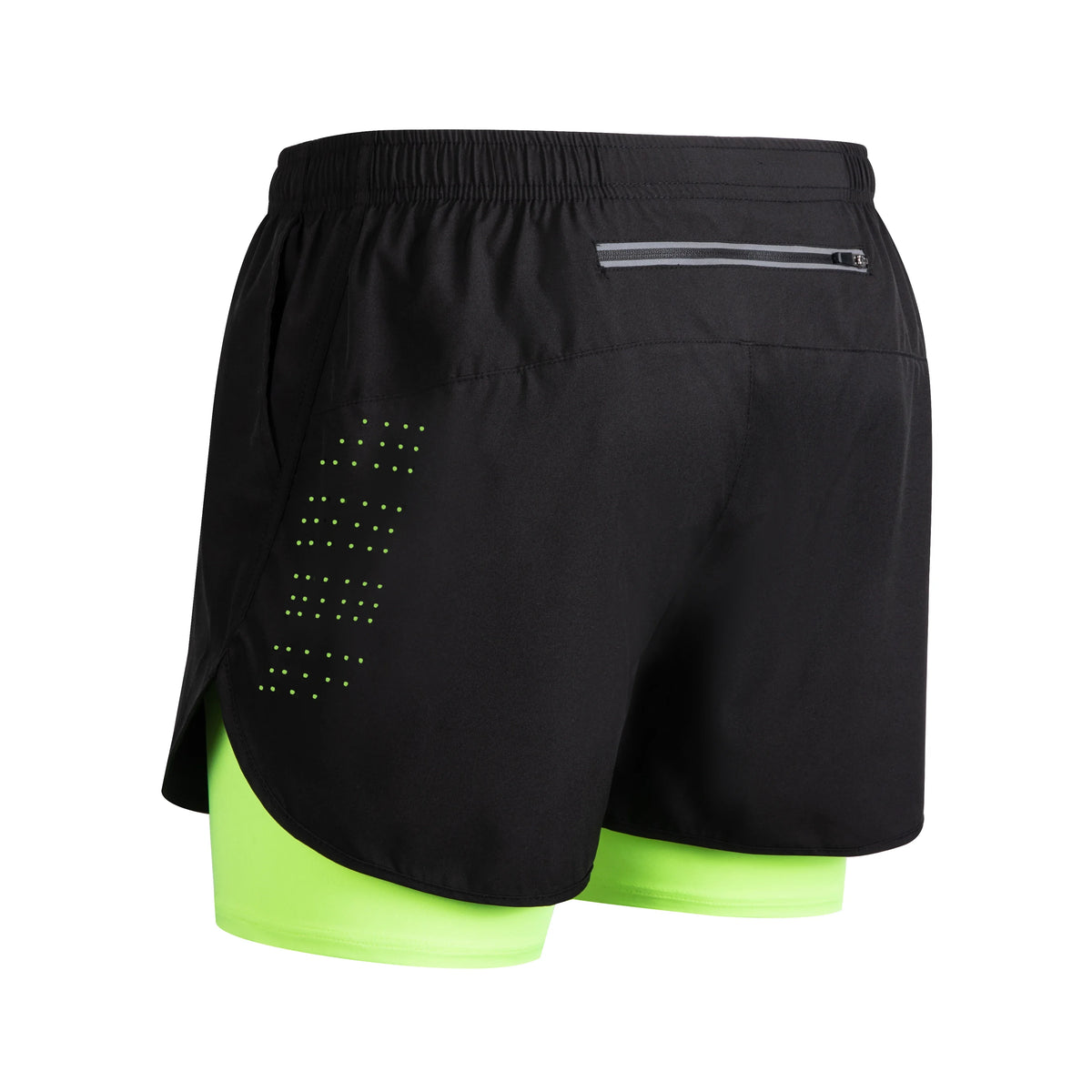 Men's Running Shorts Quick Dry Fitness Black Double Layer Sport Workout Training Bodybuilding Short Pants New
