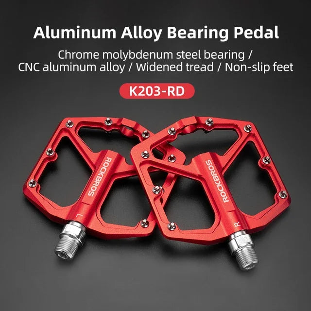 ROCKBROS Bike Pedals Aluminum Alloy MTB Road Anti-slip Ultralight Sealed Bearing One-piece Molding Anti-oxidation Bicycle Pedals