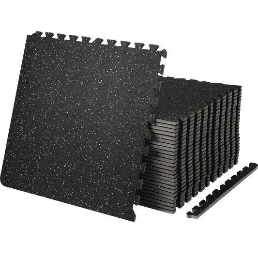 SucceBuy 25 PCS 1/2 in Thick Gym Floor Mats EVA Foam & Rubber Top Interlocking Workout Floor Mats Waterproof Exercise Mats
