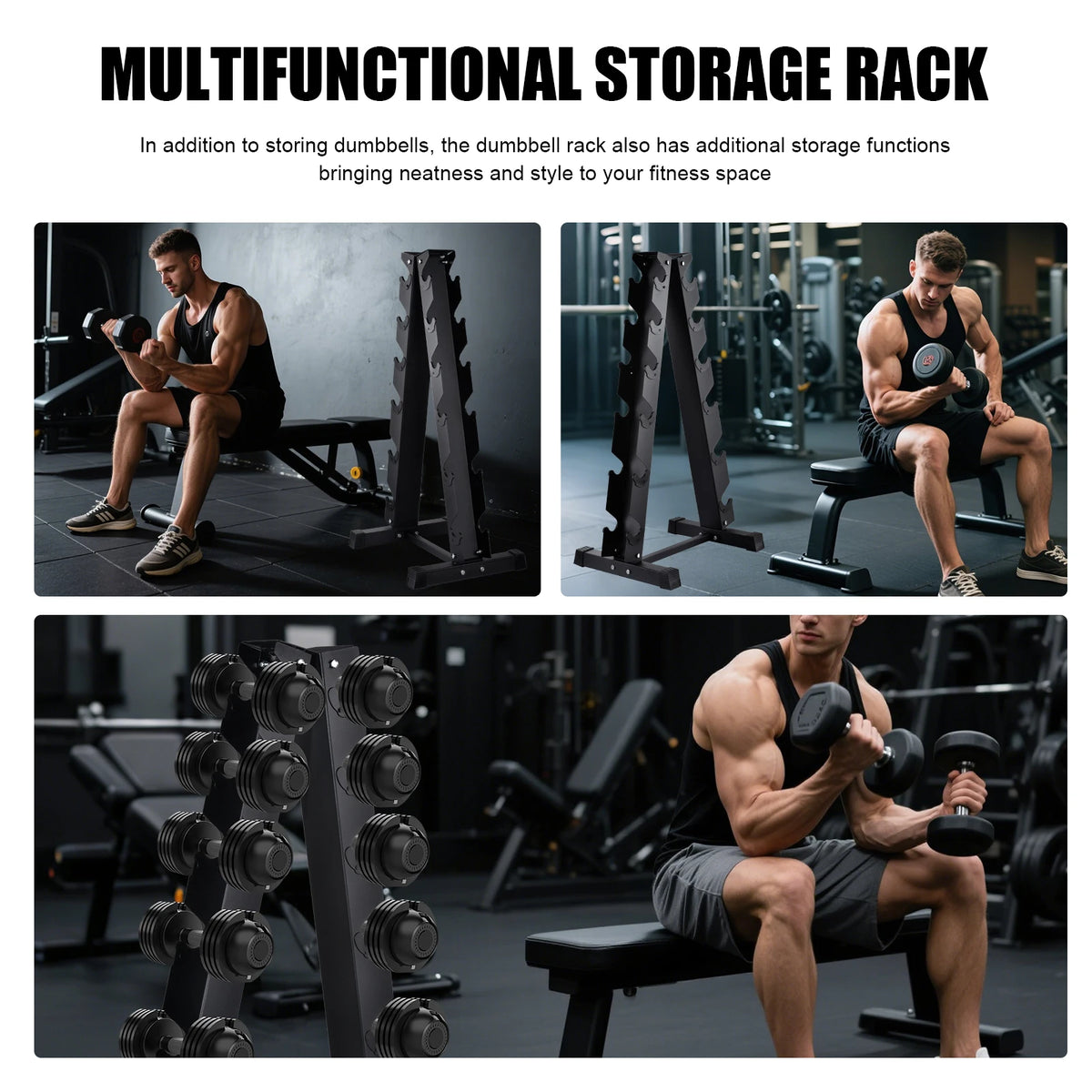 Dumbbell Rack Stand Only, Weight Rack for Dumbbells Compact A-Frame Home Gym Space Saver, 500 LBS Weight Capacity