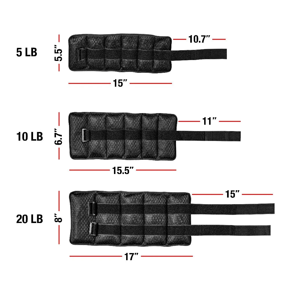 Adjustable Wrist Ankle Weights Pair 5lb Total with 6 Removable Weight Packs 2.5lb Each for Men and Women Fitness Exercise Training