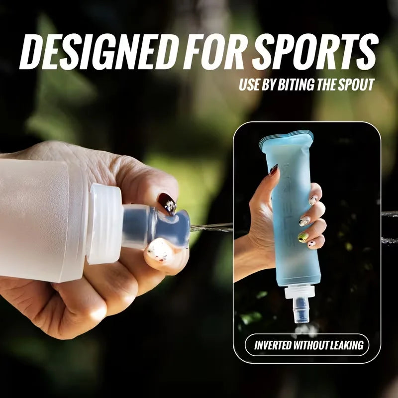 WRELS Soft Flask Folding Collapsible Water Bottle TPU BPA Free Outdoor Sport Running Cycling Hydration Portable Water Bottle