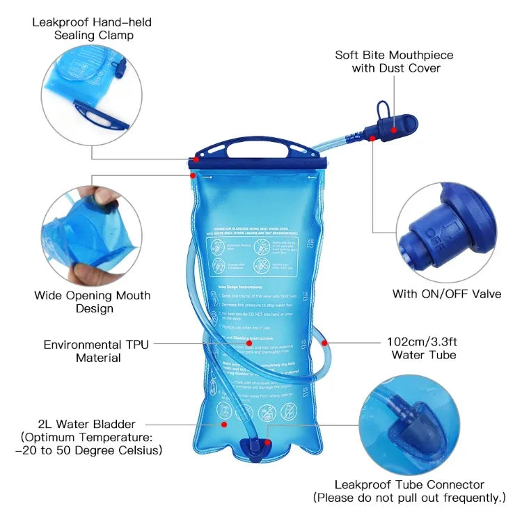 Sports hydrating vest Hydrating bag backpack with 2L water bag Ultra-light and breathable hydrating vest, suitable for outdoor running, riding, mountaineering and fishing