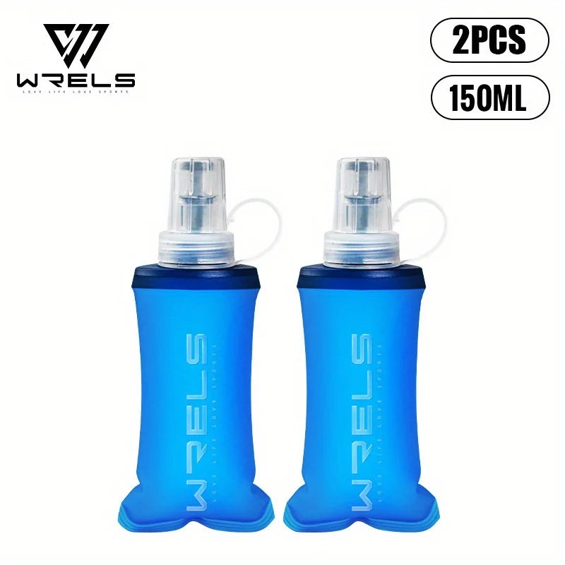 WRELS Soft Flask Folding Collapsible Water Bottle TPU BPA Free Outdoor Sport Running Cycling Hydration Portable Water Bottle