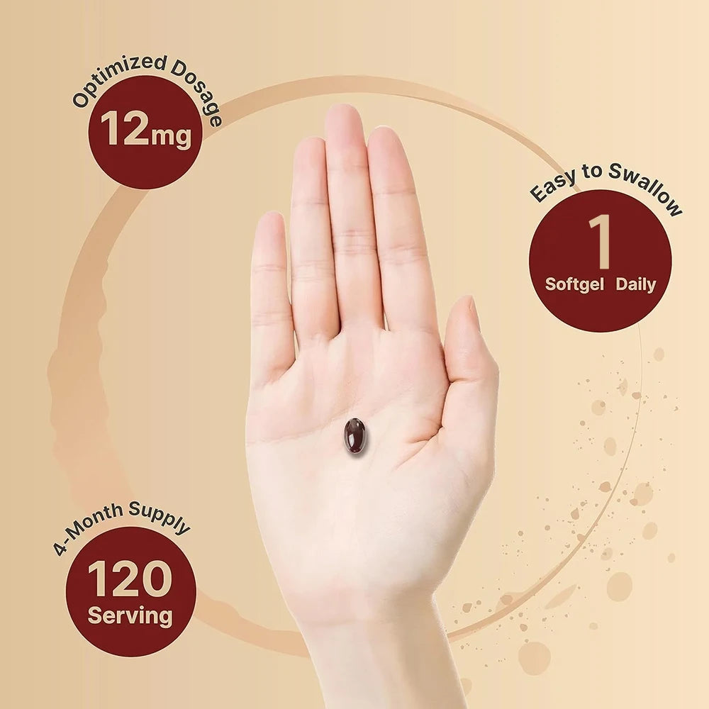 Astaxanthin 12mg Softgels - Astaxanthin Antioxidant Supplements Supports Eye, Joint, Skin & Circulation Health, Natural Tanning