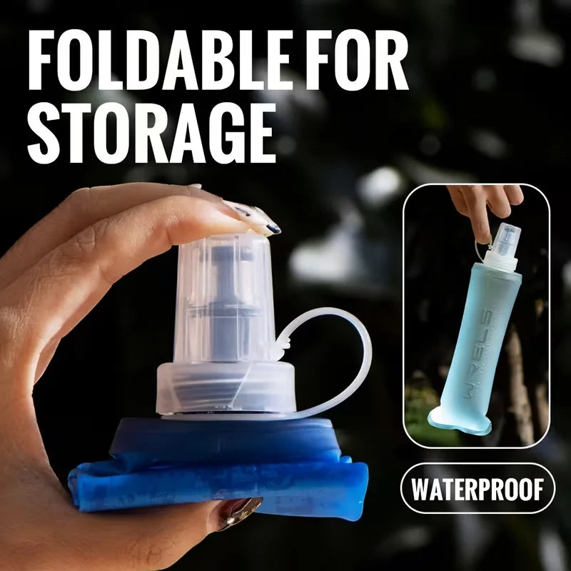 WRELS Soft Flask Folding Collapsible Water Bottle TPU BPA Free Outdoor Sport Running Cycling Hydration Portable Water Bottle
