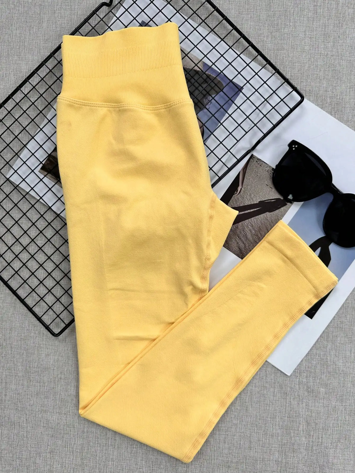 Women's Seamless Yoga Leggings, Tummy Control, Squat Proof, Gym Workout Tights, Butt Lifting Spring Sports Yellow Fall