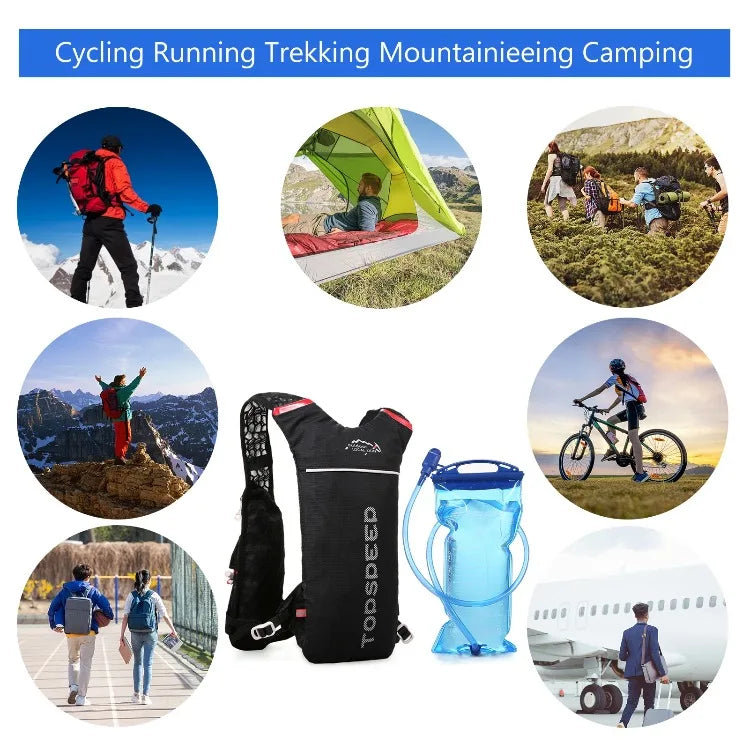 Sports hydrating vest Hydrating bag backpack with 2L water bag Ultra-light and breathable hydrating vest, suitable for outdoor running, riding, mountaineering and fishing