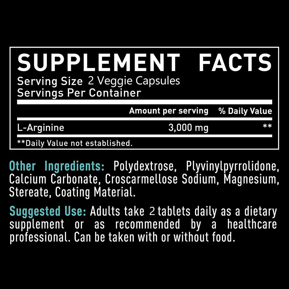 L Arginine 3000mg Capsules - 120 Capsules Nitric Oxide Supplement for Sport, Muscle and Energy - L-Arginine Nitric Oxide Booster