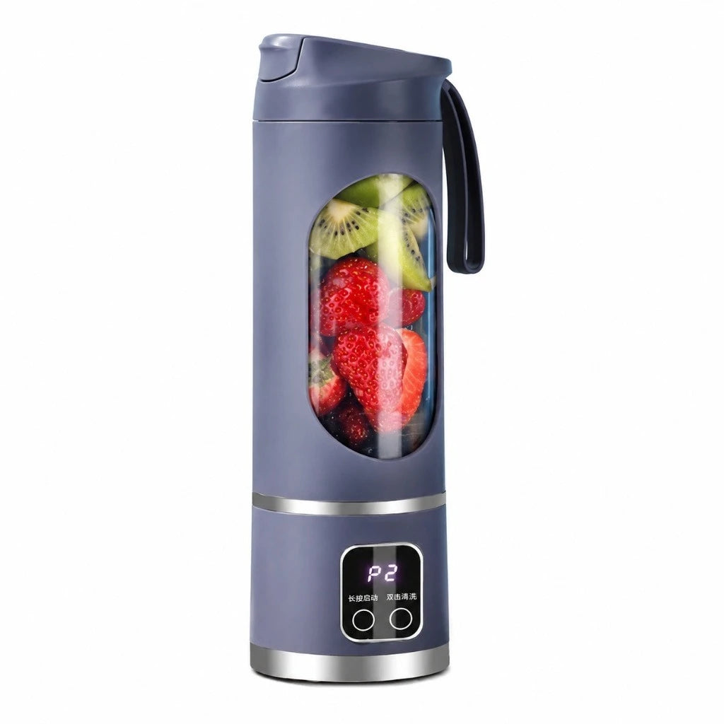 450ml Portable Juicer Blender Cup 12 Stainless Steel Blades 3 Speed Modes USB Charging Digital Screen Travel Smoothie Maker Rechargeable Mini Fruit Juice Mixer Easy To Clean For Sports Office Camping