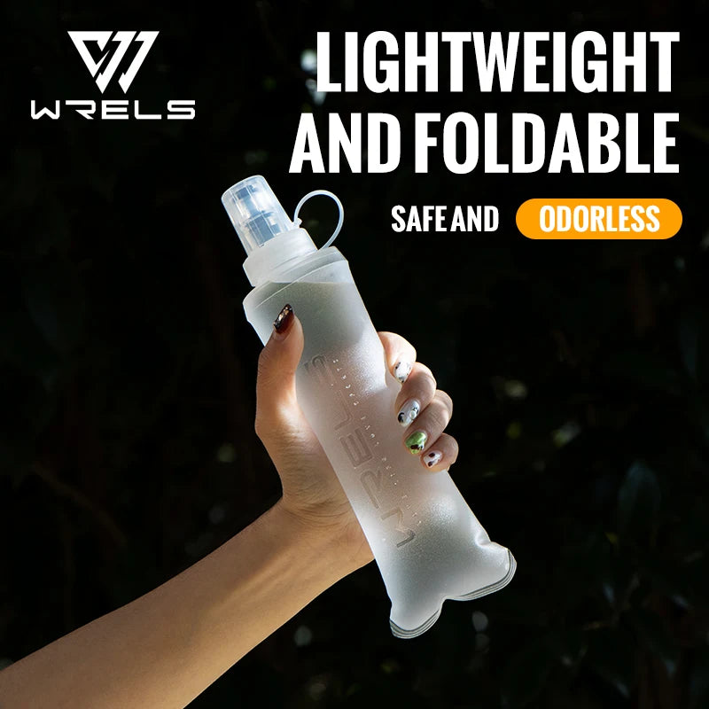 WRELS Soft Flask Folding Collapsible Water Bottle TPU BPA Free Outdoor Sport Running Cycling Hydration Portable Water Bottle