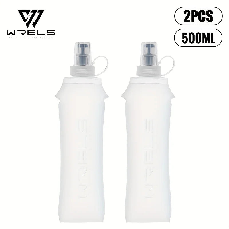 WRELS Soft Flask Folding Collapsible Water Bottle TPU BPA Free Outdoor Sport Running Cycling Hydration Portable Water Bottle