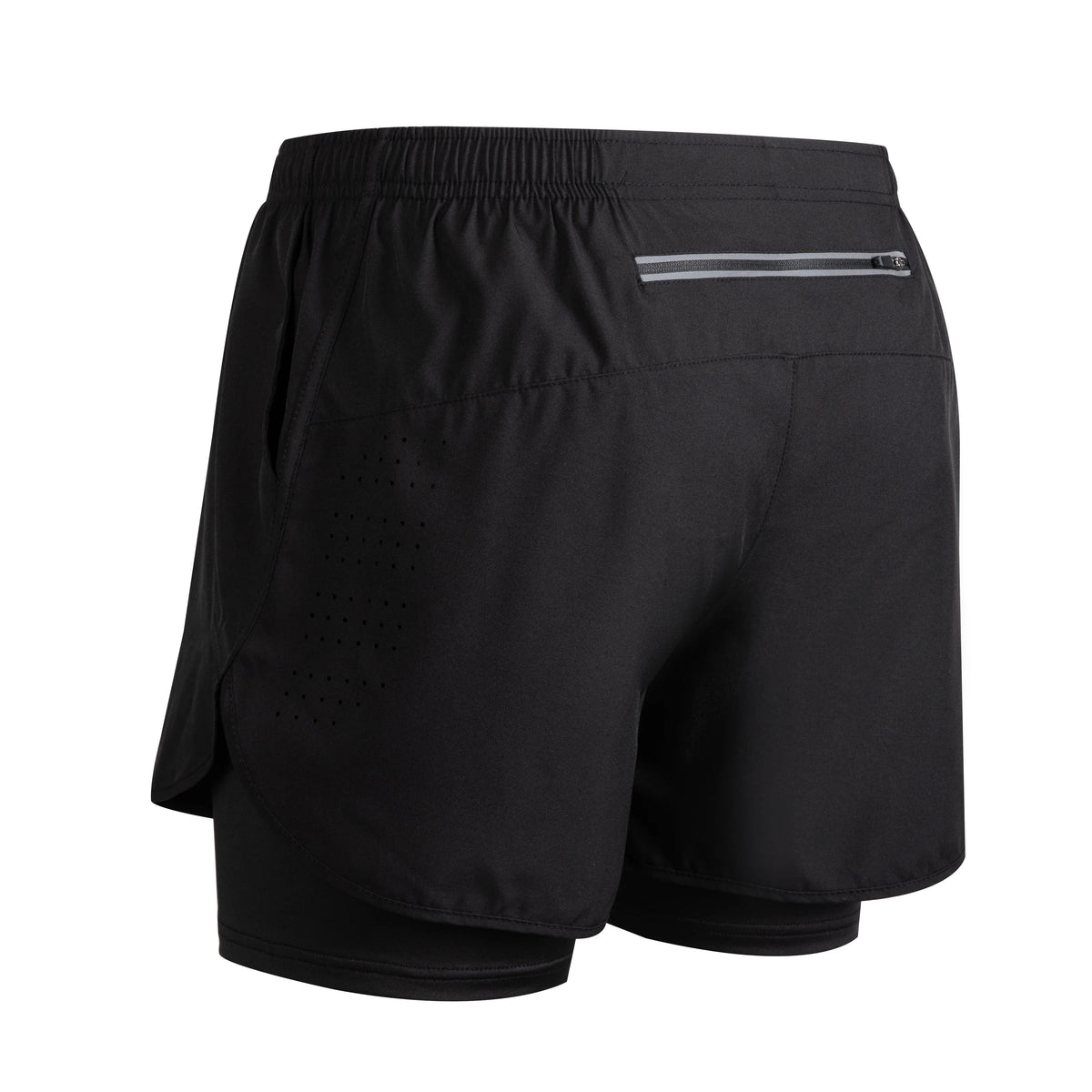 Men's Running Shorts Quick Dry Fitness Black Double Layer Sport Workout Training Bodybuilding Short Pants New