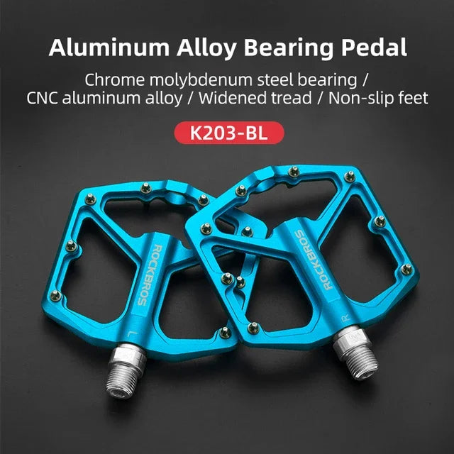 ROCKBROS Bike Pedals Aluminum Alloy MTB Road Anti-slip Ultralight Sealed Bearing One-piece Molding Anti-oxidation Bicycle Pedals