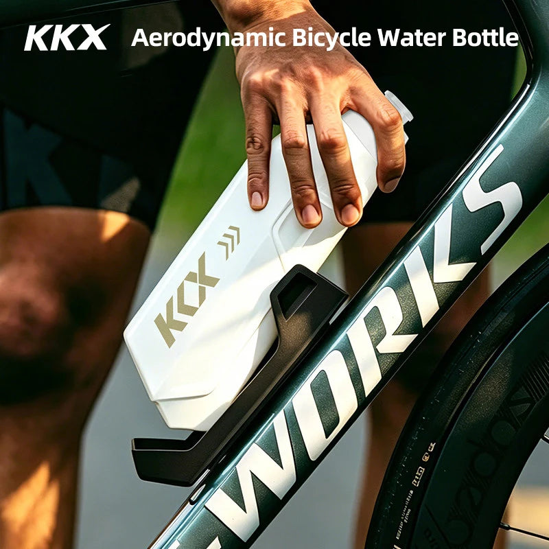KKX Aerodynamic Bicycle Water Bottle Bracket Set 610ml PP Material Cycling Water Kettle Squeeze Style MTB Road Bike Water Bottle