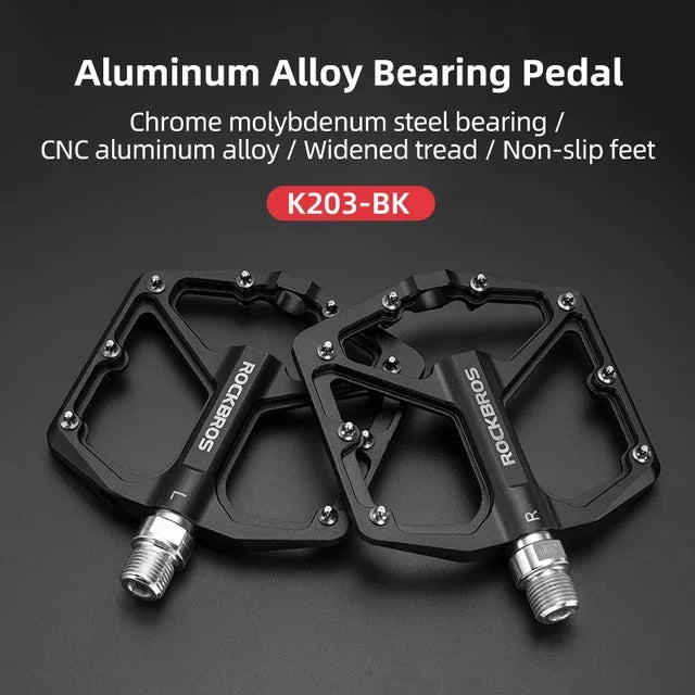 ROCKBROS Bike Pedals Aluminum Alloy MTB Road Anti-slip Ultralight Sealed Bearing One-piece Molding Anti-oxidation Bicycle Pedals