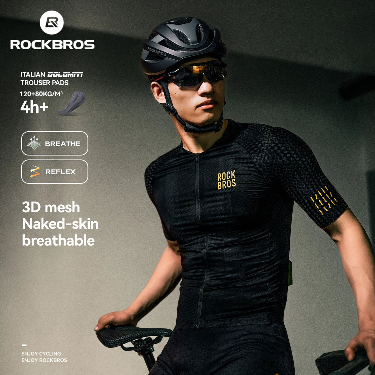 ROCKBROS Summer Cycling Short Sleeve Jersey Lightweight Quick Dry Breathable Sunscreen Jersey High Elastic Men Cycling Clothing