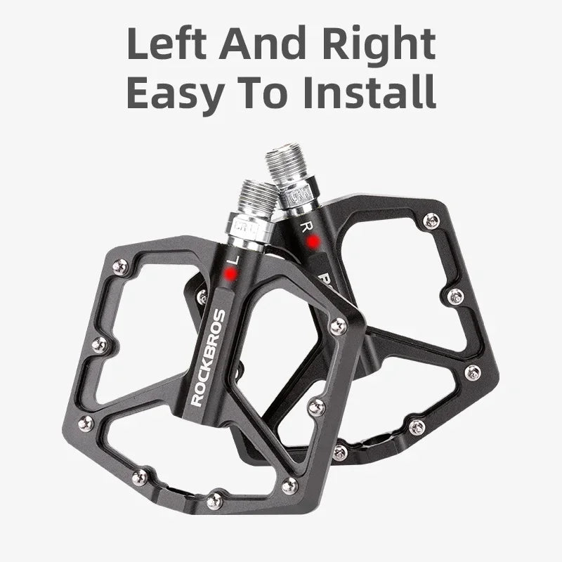 ROCKBROS Bike Pedals Aluminum Alloy MTB Road Anti-slip Ultralight Sealed Bearing One-piece Molding Anti-oxidation Bicycle Pedals