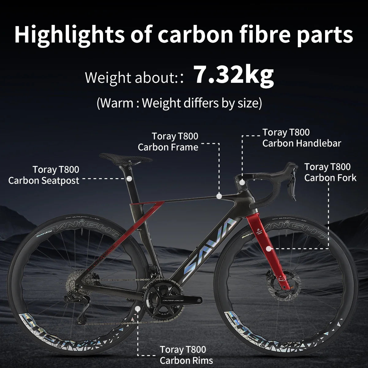 SAVA CRN R9 Carbon Fiber Electronic Shift Competition-Grade Aerodynamic Road Bike 24-Speed with SHIMAN0 DURA-ACE 9270 Di2 Kit