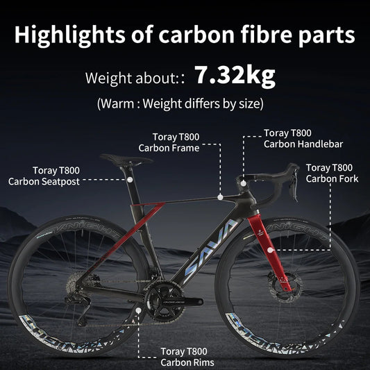 SAVA CRN R9 Carbon Fiber Electronic Shift Competition-Grade Aerodynamic Road Bike 24-Speed with SHIMAN0 DURA-ACE 9270 Di2 Kit