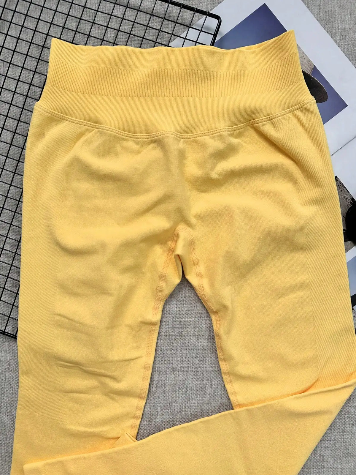 Women's Seamless Yoga Leggings, Tummy Control, Squat Proof, Gym Workout Tights, Butt Lifting Spring Sports Yellow Fall
