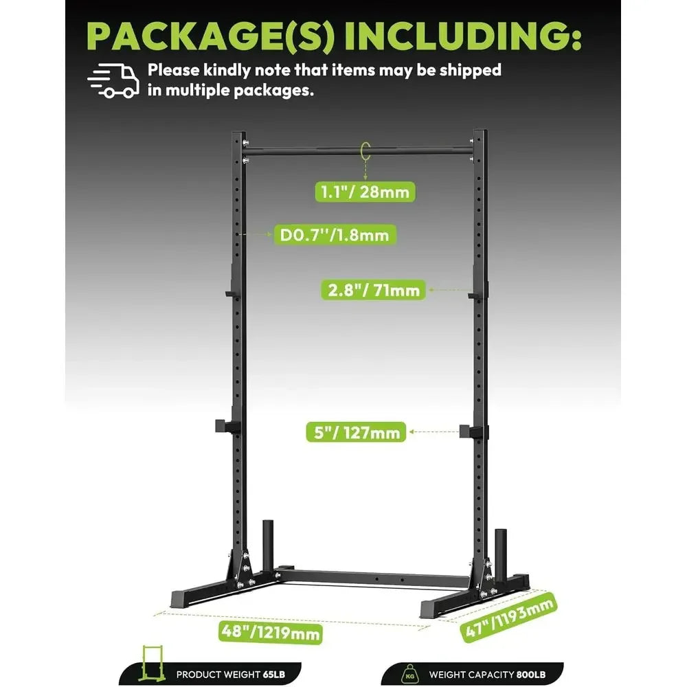 Adjustable Home Gym Rack with Pull-Up Bar, 800 lbs Capacity, Ideal for Squats and Strength Training